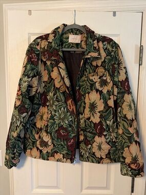PacSun Floral Bomber Jacket in Green, Cream & Burgundy